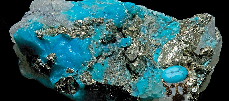 cristaux de turquoie, cristaux de pyrite, cristaux de quartz - c